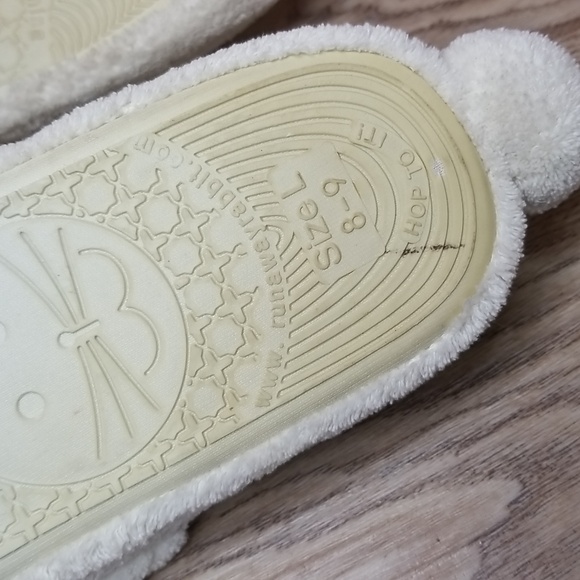 Runaway Rabbit Creations Plush Bunny Slippers Off White House Shoes Pink Black - Picture 8 of 9